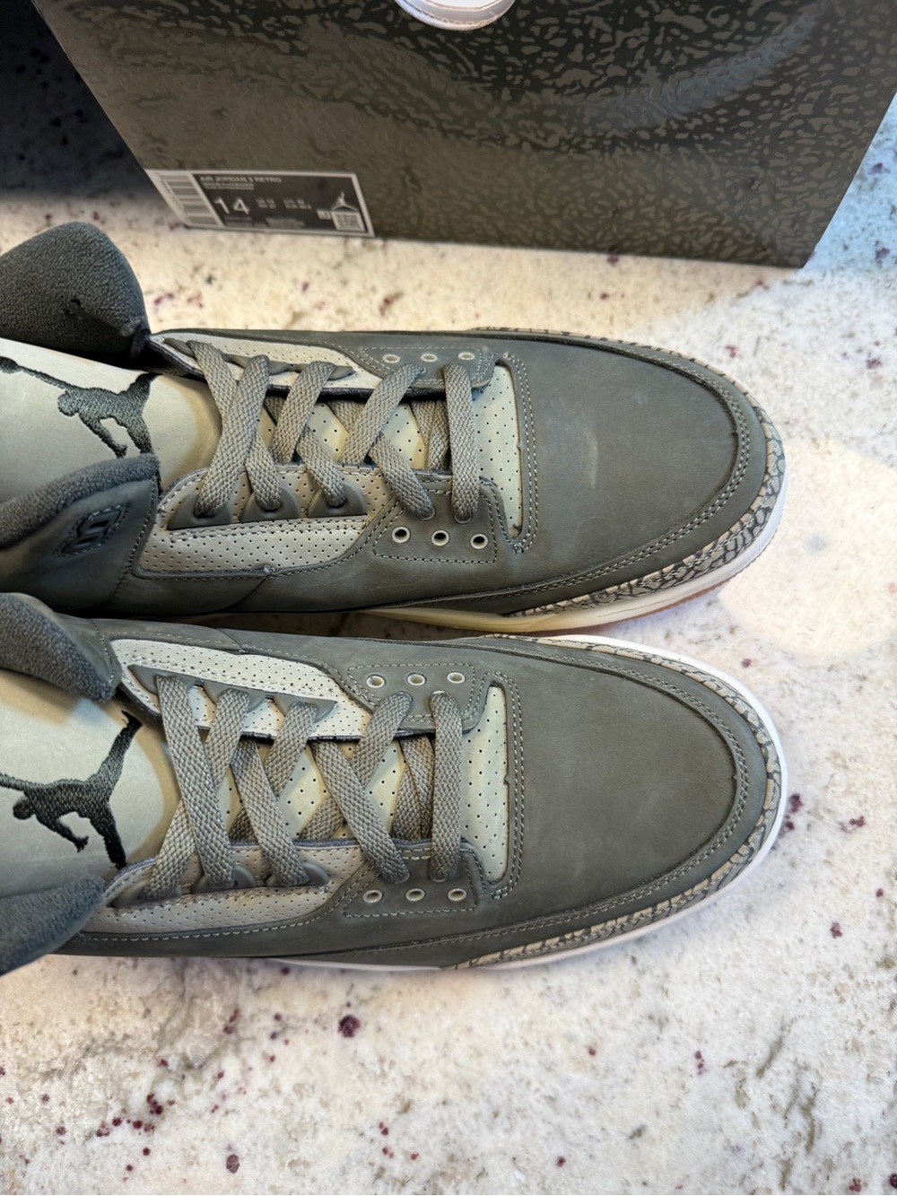 Jordan Men's Olive Green and Cream Retro Athletic Sneakers - Picture 4 of 9